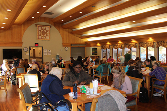 students interview residents at Clinton Crest Manor